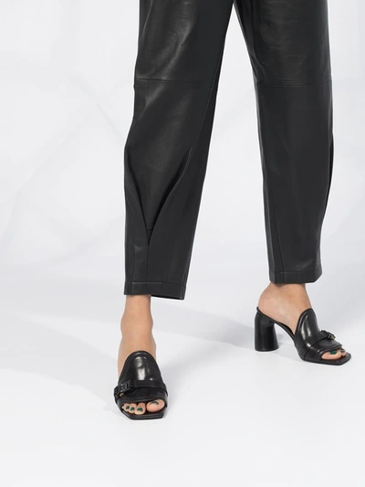 Shop Red Valentino Leather Paperbag Trousers In Black