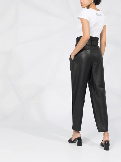 Shop Red Valentino Leather Paperbag Trousers In Black