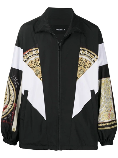 Shop Versace Barocco Mosaic-print Oversized Jacket In Black