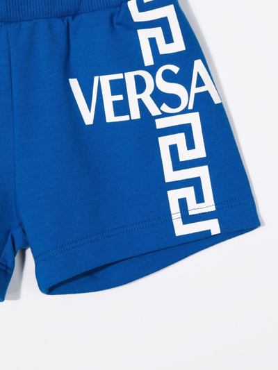 Shop Versace Logo-print Shorts In Blue