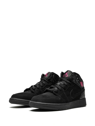 Shop Jordan Air  1 Mid Sneakers In Black