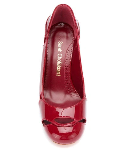 SARAH CHOFAKIAN PATENT LEATHER BRUXELAS PUMPS - 红色