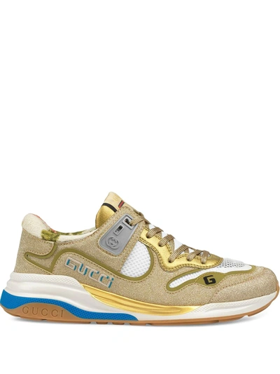Shop Gucci Ultrapace Sneakers In Gold