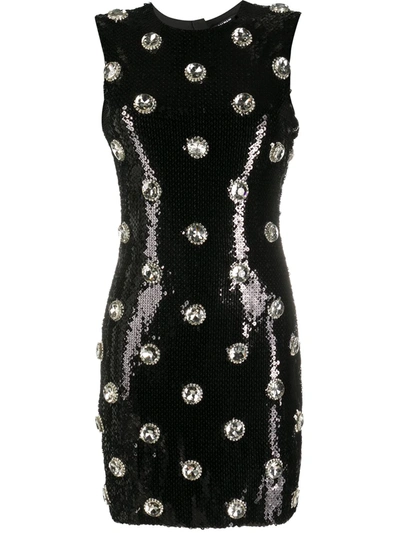 Shop Balmain Sequin-embellished Dress In Black