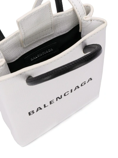 BALENCIAGA SHOPPING PHONE BAG ON STRAP - 白色