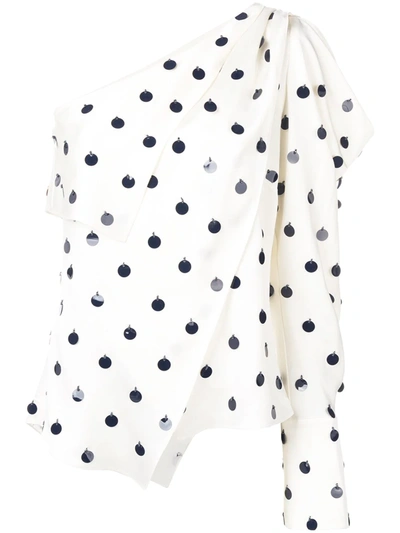 Shop Monse Asymmetric Embroidered Dot Top In White