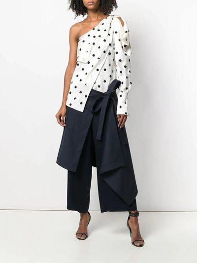 Shop Monse Asymmetric Embroidered Dot Top In White