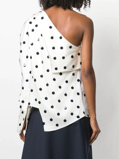 Shop Monse Asymmetric Embroidered Dot Top In White