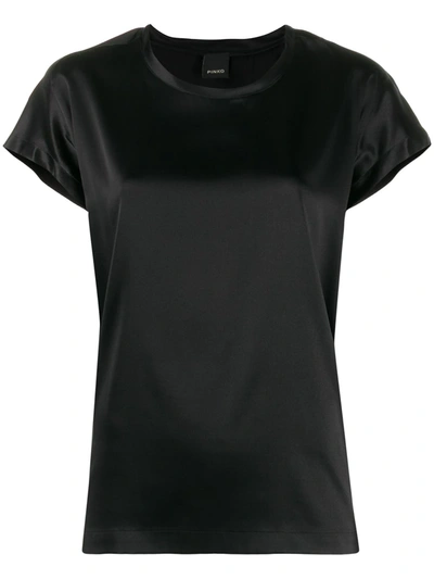 Shop Pinko Farsia Satin T-shirt In Black
