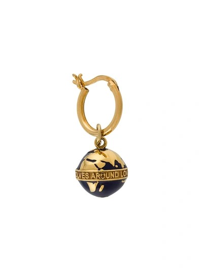 Shop True Rocks Globe Detail Hoop Earrings In Gold
