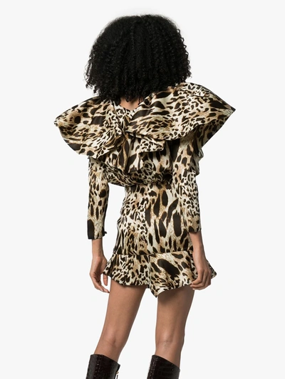 Shop Alexandre Vauthier Animal-print Ruffled Mini Dress In Lynx Multicolor