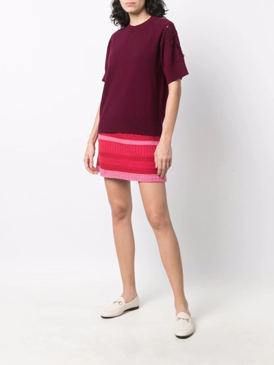 Shop Barrie Cashmere Short-sleeved Top In Purple