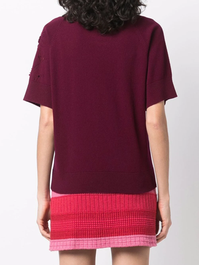 Shop Barrie Cashmere Short-sleeved Top In Purple