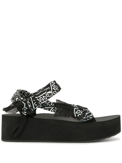 Arizona Love Bandana Wrapped Platform Sandals In Black