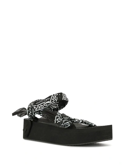 Shop Arizona Love Bandana Wrapped Platform Sandals In Black