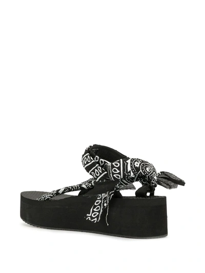 Shop Arizona Love Bandana Wrapped Platform Sandals In Black