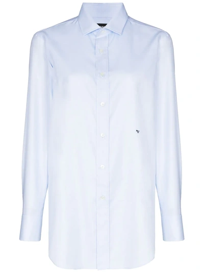 Shop Hommegirls Cotton Button-up Shirt In Blue