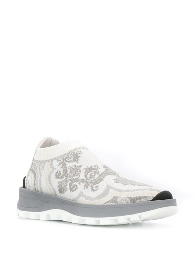 Shop Etro Patterned Low Top Sneakers In White