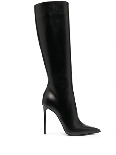 Shop Le Silla Eva Leather Boots In Black