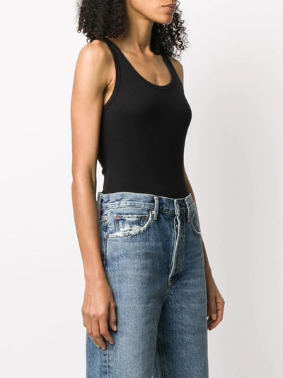 Shop Agolde Sleeveless Bodysuit Top In Black