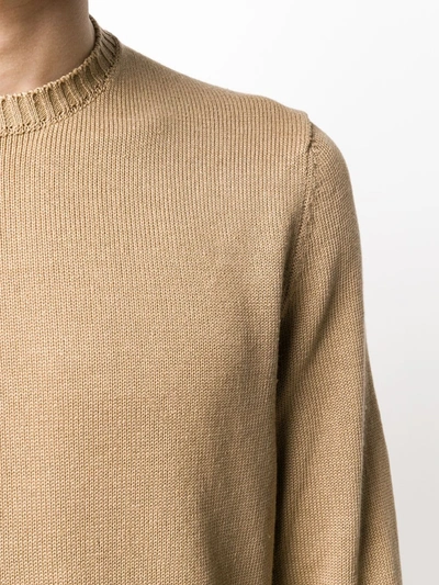 Shop Zanone Long-sleeve Fitted Jumper In Brown