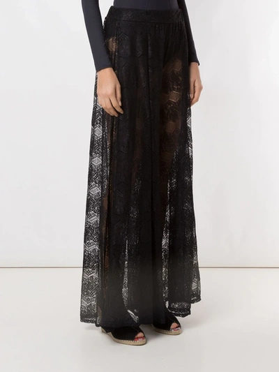 Shop Amir Slama Lace Wide Leg Trousers In Black