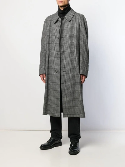 Pre-owned A.n.g.e.l.o. Vintage Cult 1990's Check Overcoat In Grey