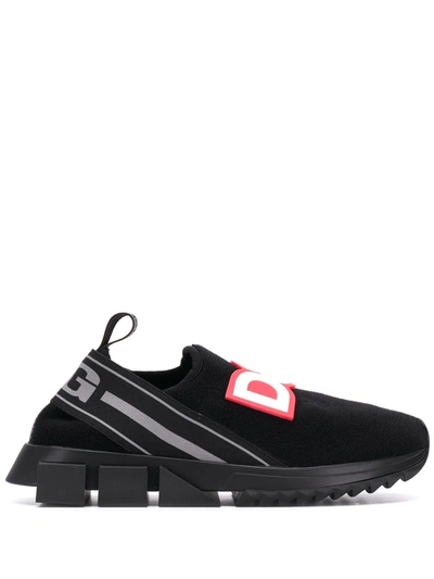 Shop Dolce & Gabbana Logo Slip-on Sneakers In Black