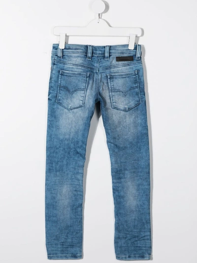 Diesel Straight Leg Faded Jeans In Blue