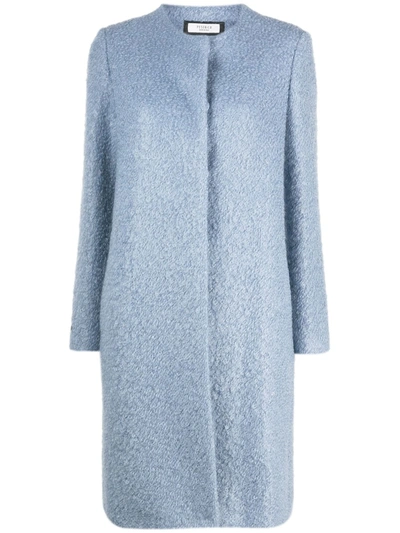 Shop Peserico Concealed Front Coat In Blue