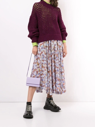 Shop Lhd Open Knit Sweater In Purple