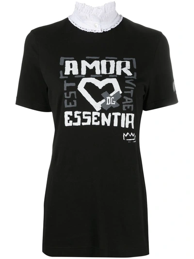 Shop Dolce & Gabbana Amor Essentia Print T-shirt In Black