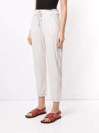 Shop James Perse Drawstring-waist Cropped Track Trousers In Neutrals
