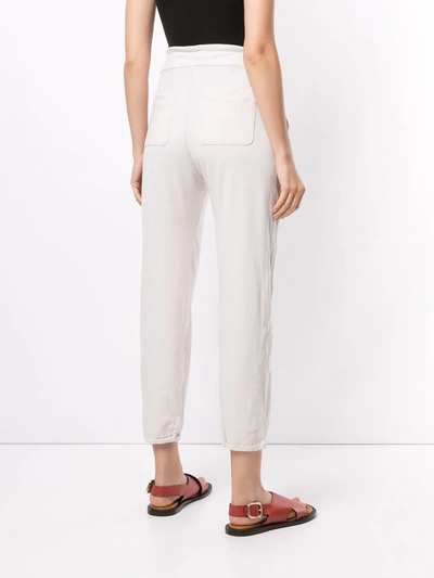 Shop James Perse Drawstring-waist Cropped Track Trousers In Neutrals