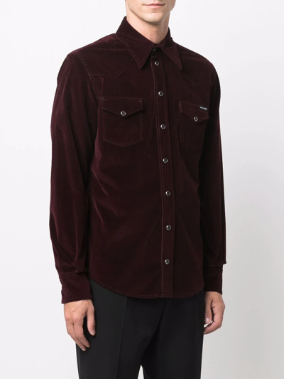 Shop Dolce & Gabbana Long-sleeve Corduroy Shirt In Rot