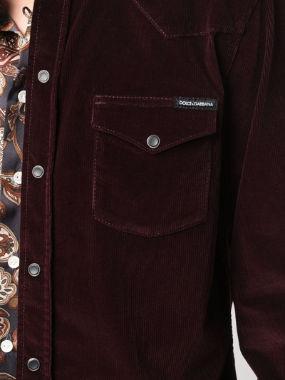 Shop Dolce & Gabbana Long-sleeve Corduroy Shirt In Rot