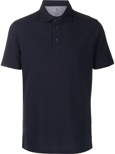Shop Brunello Cucinelli Short Sleeved Polo Shirt In Blue