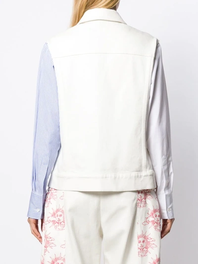 Shop Stella Mccartney Logo Belt Sleeveless Denim Jacket In White