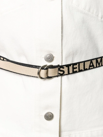 Shop Stella Mccartney Logo Belt Sleeveless Denim Jacket In White