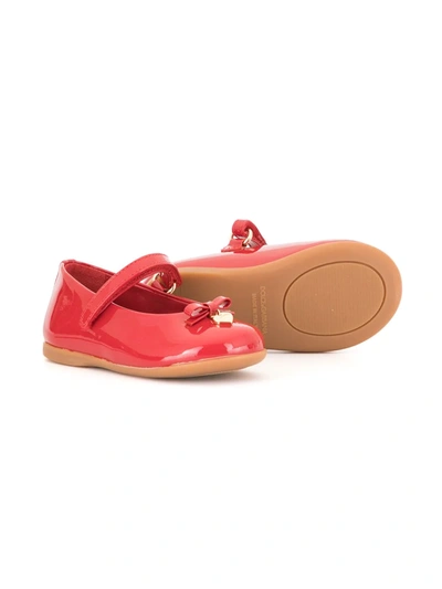 Dolce & Gabbana Logo-plaque Touch-strap Ballerinas In Red