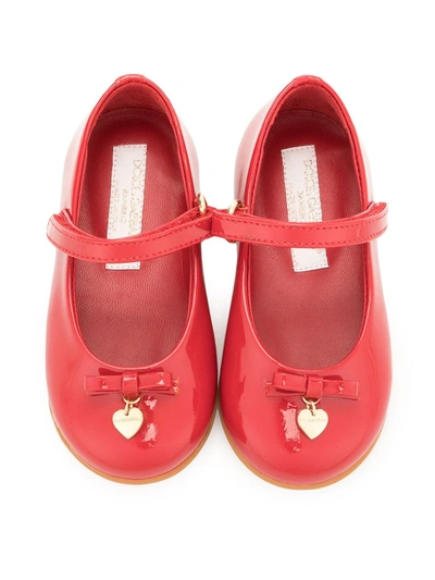 Dolce & Gabbana Logo-plaque Touch-strap Ballerinas In Red