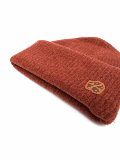 Ader Error Ribbed Knit Beanie In Red
