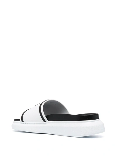 Shop Alexander Mcqueen Logo-debossed Slides In White