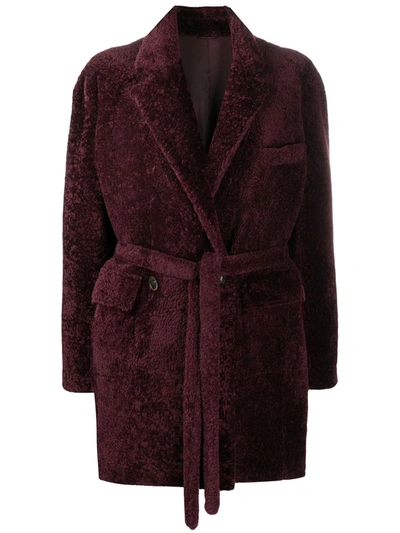 Shop Simonetta Ravizza Belted Single-breasted Coat In Red