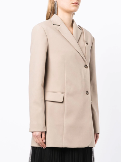 Rokh Asymmetrical Button Blazer In Braun