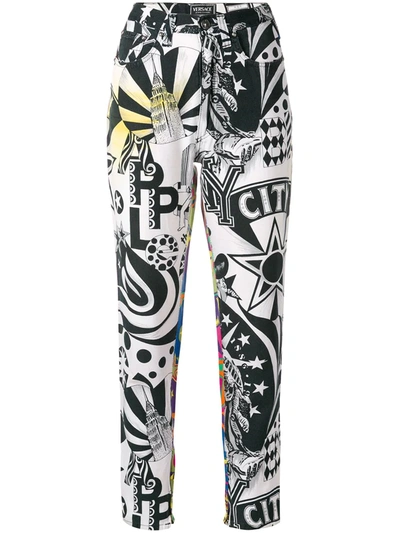 Pre-owned Versace New York Printed Trousers In Multicolour