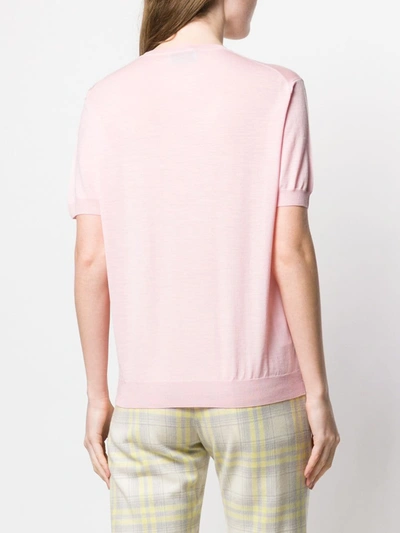 Shop Prada Short Sleeve Sweater In Pink