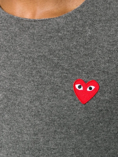 Shop Comme Des Garçons Play Appliqué Heart Sweater In Grey