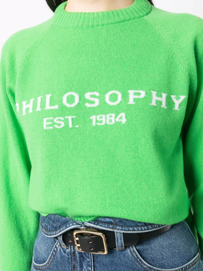 Shop Philosophy Di Lorenzo Serafini Logo Intarsia Crew Neck Jumper In Green