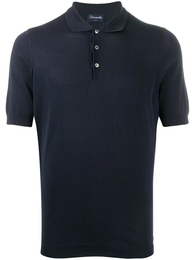 Shop Drumohr Plain Short-sleeved Polo Shirt In Blue